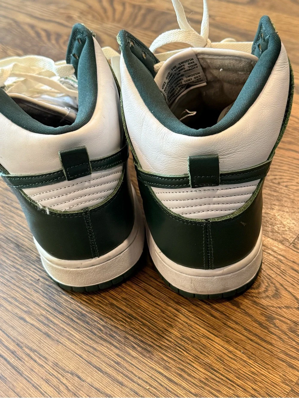 Nike High-Top Sneakers in White and Dark Green MSU size 9